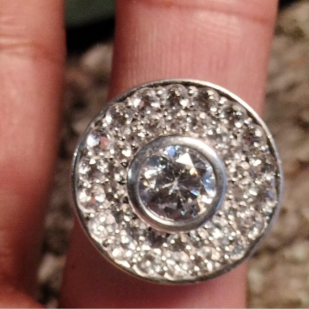 Sterling Silver Cubic Zirconia Cluster Ring Size 6.75